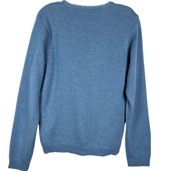 Vintage Y2K Liz Claiborne Lizwear Blue & Cream Wool-blend Sweater Set Size Large - Picture 2 of 15